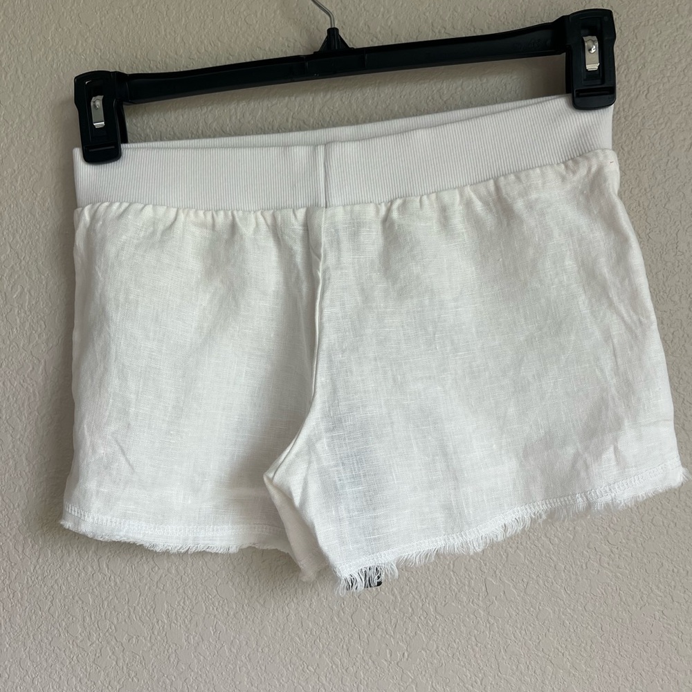 Krisa White Linen Drawstring Shorts - Picture 3 of 4